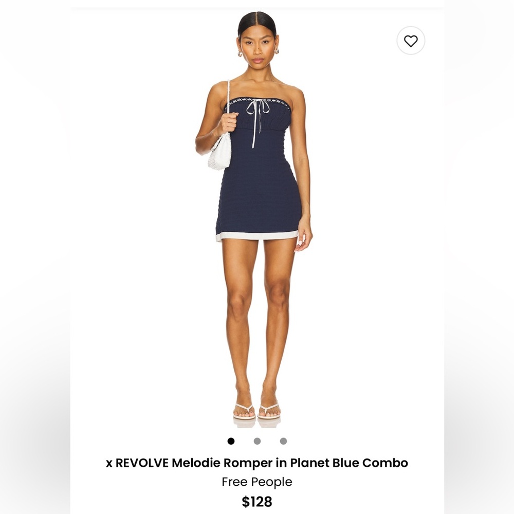 Free People Dark Blue and White Romper
